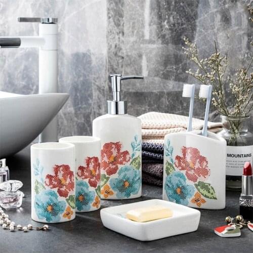 5-Piece Wash Set With Gift Box Ceramic Bathroom Accessories Mouth Cup Suitable For Hotels Families Weddings High-end Gifts