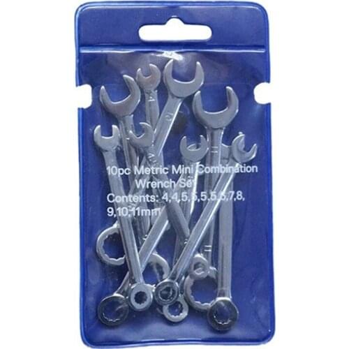 10Pcs Mini Engineer Wrench Dual Heads Offset Ring Spanner Tools Spanner Combination Key 4-11Mm Wrenches Hand Set
