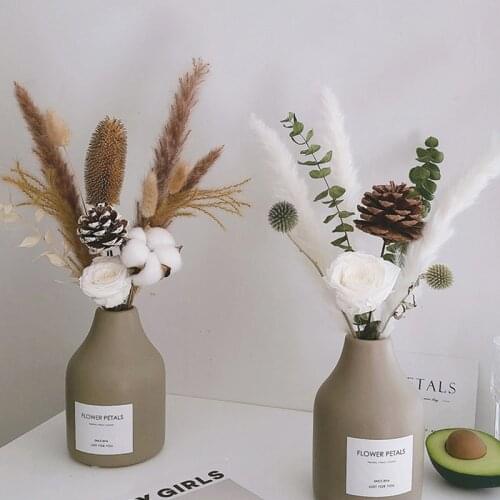 Natural Driy Flower Eucalyptus Leaves Pampas Grass Forever Rose Dried Flowers Bouquet Fashion Nordic Home Decor Party Decoration