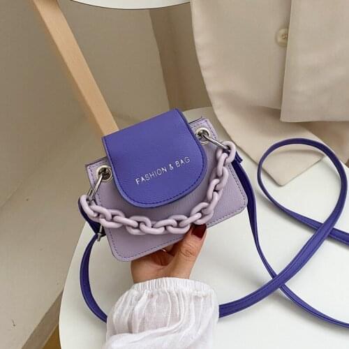 New Arrivals Wholesale Fashion Youth Small Square Acrylic Chain Purse PU Leather Crossbody Women Mini Bags Handbags For Girls