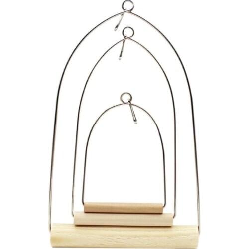 Natural Wooden Pet Birds U-shaped Perch Parrots Hanging Swing Cage Toys Stand Climbing Holder Pendant for Parakeet Macaw Cockati