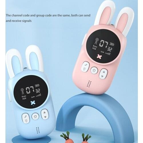 Childrens Walkie Talkie Kids Mini Toys Handheld Transceiver 3KM Range UHF Radio Lanyard Interphone For Birthday Gift 2pcs Set