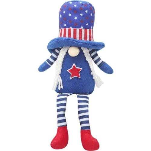 Practical durable Fourth Of July Plush Standing Figurine For American Independence Day Gift Handmade Elf Dwarf Home Ornaments