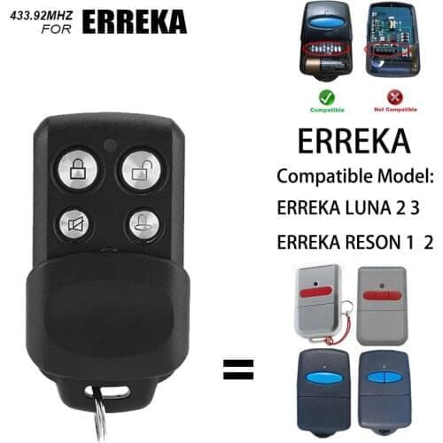 Remote Garage ERREKA LUNA 2 LUNA 3 ERREKA RESON1 ERREKA RESON2 433.92Mhz fixed code garage door remote control clone