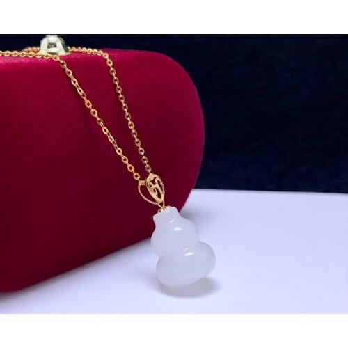SHILOVEM 18k yellow gold natural white Jasper pendants Christmas Gift fine Jewelry plant wedding no necklace yzz11156621hby