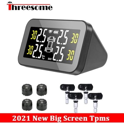 2021 Big Screen New Wireless TPMS Solar Power Intelligent Adjustable LCD Screen 4 Tire Smart Car Tire Pressure Monitor System