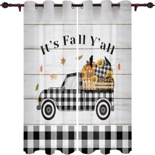 Modern Curtains Pumpkin Truck Lattice Baby Room Bedroom Creative Window Curtains Kitchen Living Room Terrace Valance Curtains