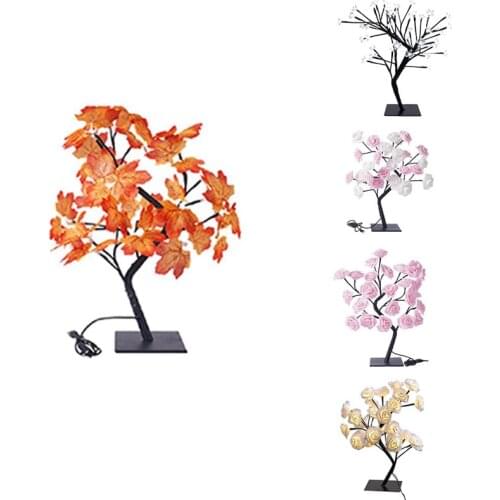 LED Lantern Peach Flower Lantern Rose Maple Leaf USB Tree Light Room Decoration Table Lamp Gift Night Light