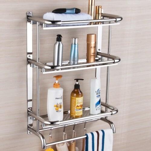 3 layers Bathroom shelf 304 stainless steel towel rack three-layer toilet pendant wall hang bathroom accessories