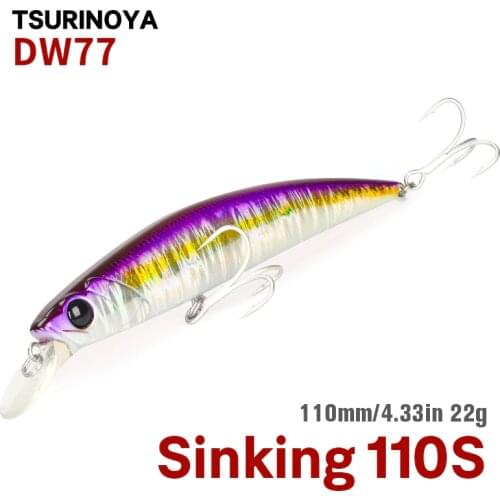 TSURINOYA 110S Sinking Minnow Fishing Lure DW77 110mm 22g Large Minnow Hard Bait Fishing Wobblers Jerkbait Bass Trout Lures