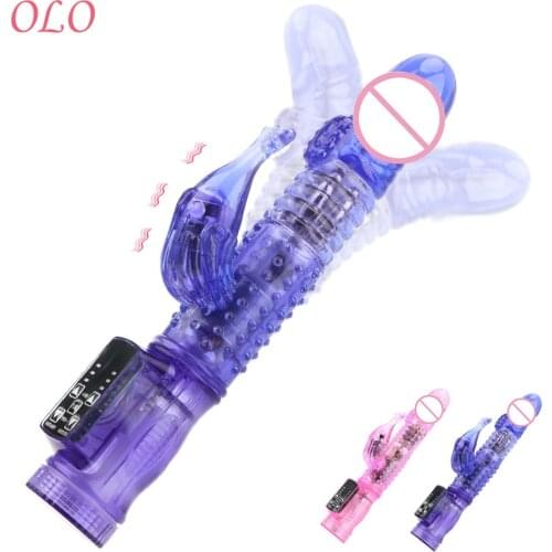 OLO Rabbit Vibrator 360 Degree Rotation Beads Sex Toys For Women Masturbator Double Vibrator Clitoris Stimulator G Spot Dildo