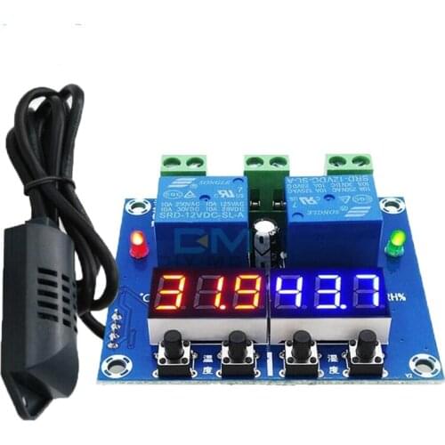 XH-M452 Temperature and Humidity Controller Module High Precision DC 12V 10A Digital LED Dual Output 20-60 Celsius -0% -100% RH