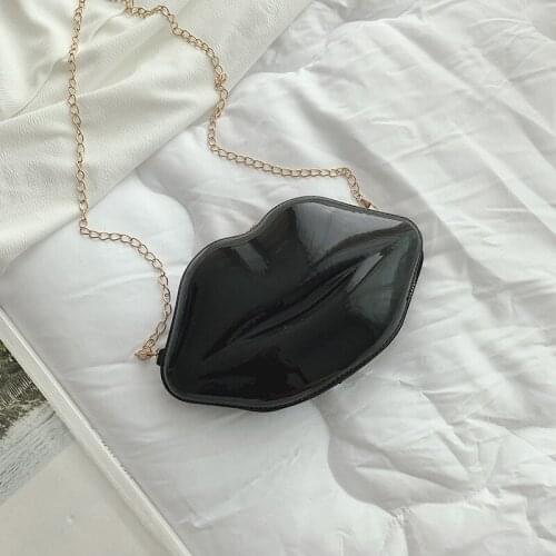 Womens Fashion Lips Bag New Style Versatile Handbag Chain Crossbody Bag Girls' Cute PU Leather Shoulder Bag for Lady