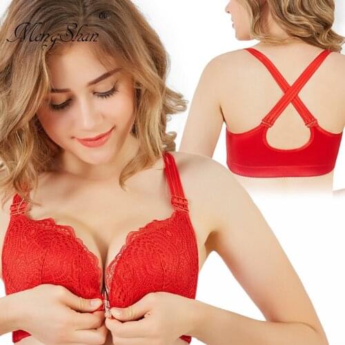 Girls in Large Underwear Fat mm gathers together Front buckle bra Sexy intersection zone No Ring Supporting big size bra