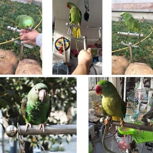 Bird Perch Stand Stainless Steel Parrot Perch Outdoor Handheld Scratching Stick Feet Paw Grinding Platform