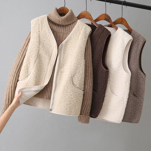 Vest Women Autumn Winter New Korean Version V-Neck Outwear Female Coats All-match Leisure Female Waistcoat Sweater Tops Jackets