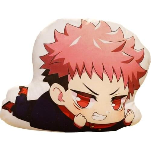 1 PCS Anime Jujutsu Kaisen Cosplay Pillow Doll Yuji Itadori Soft Plush Yuji Itadori Costume Double Side Printed Doll Cushion