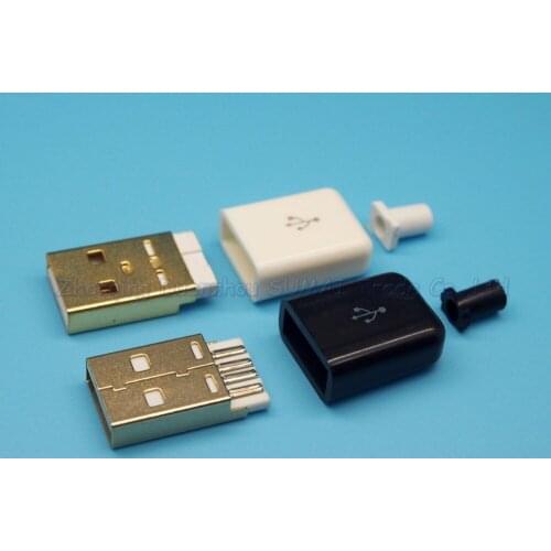 10set/lot 3 in 1 Gold Plating USB A Male Plug Welded type usb plug with plastic shell