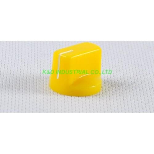10pcs Colorful Yellow Rotary Volume Control Plastic Potentiometer Knob Knurled Shaft Hole