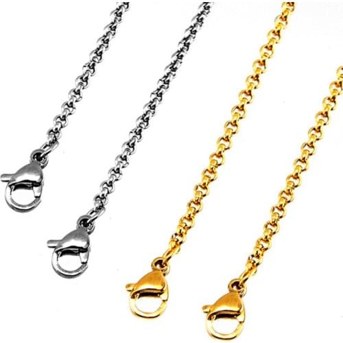 100% Stainless Steel Rolo Chain Making Jewelry 2mm O Shape Link Chain Necklace Bulk High Polished Wholesale 5pcs