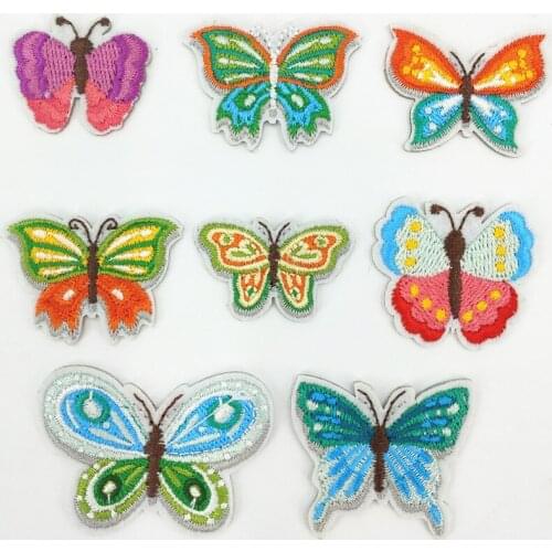 100pcs/lot Embroidery Patch Rainbow Butterfly Clothing Decoration Sewing Accessories Sticker Diy Iron Heat Transfer Applique