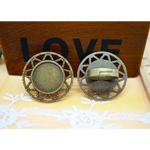 2PCS/lot Round inner size 20MM metal Adjustable Ring Settings for making diy jewelry women 2019 hand made rings cabochon supply