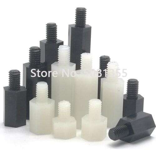 20pcs 50pcs M2 M2.5 M3 M4*L+6mm Thread White Black Spacing Screw Plastic For PCB Motherboard Fixed Nylon Standoff Spacer Pillar