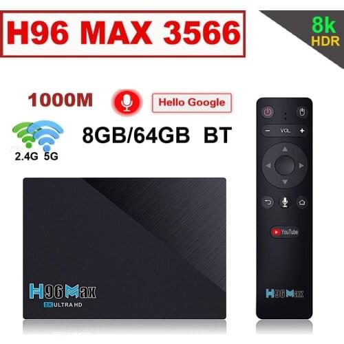 20pcs 4GB 32GB 8GB 64GB 2.4G 5G Wifi BT4.0 USB3.0 1000M 8K Google Voice Youtube Rockchip Android 11 Smart TV Box H96 MAX Rk3566
