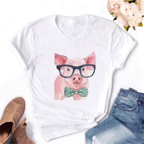 2021 Cute Kawaii Pig Pig Animal Print Men And Women Short-sleeved Cotton T-shirt Casual Summer Shirt Ins Street