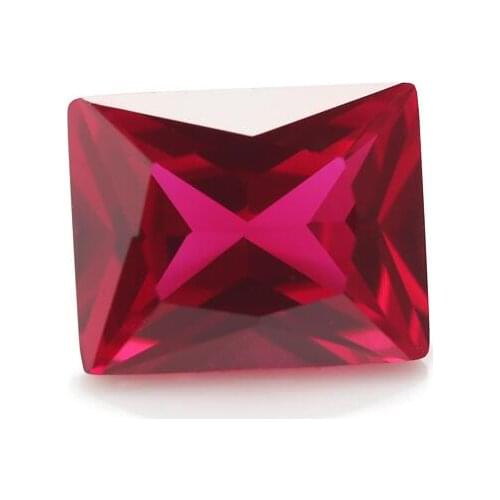 50PCS 3x5~13x18mm Rectangle Shape Princess Cut Loose Corundum Red Color AAAAA Synthetic stone For Jewelry DIY Gems Stone 5