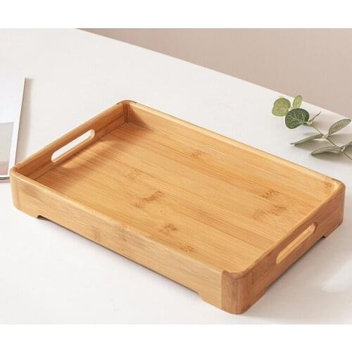 Bamboo rectangular tea tray living room, domestic wood water-water cup, cup and tea set, food and vegetable tray