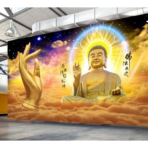 Free Shipping Ultra HD Fo Guang Pu Shining Golden Original Buddha Background Wall Buddhist Temple Decoration 3D Custom Mural