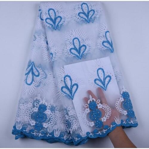 Free Shipping French Embroidery Tulle Lace Fabrics High Quality Stones African Milk Silk Laces Fabric For Parties Dresses 1590