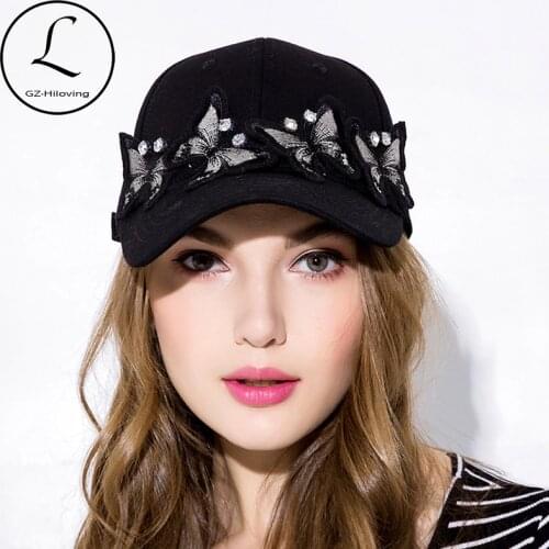 GZHilovingL Solid Cotton Butterfly Baseball caps For Womens Ladies 2018 Fashion Summer Autumn Adjustable Snapback Hip hop Caps