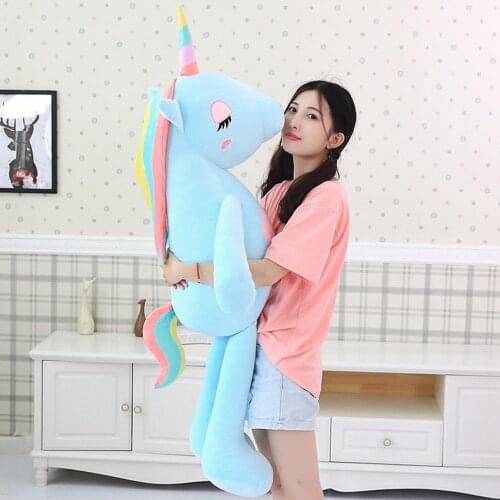 Large Plush Unicorn Pink Animal for Girls Cute Soft Sleeping Pillow Appease Doll Surprise Christmas Birthday Gift for Children