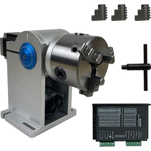 Fiber Laser Marking Machine Parts Rotary Attachment Worktable Diameter 80mm Rotary Device Fixture Gripper Three Chuck Rotary Axe