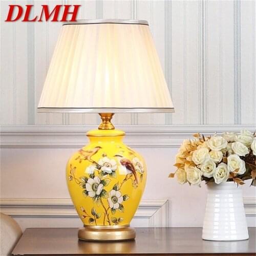 DLMH Ceramic Table Lamps Copper Modern Luxury Pattern Desk Light LED Besjdes For Home Bedroom