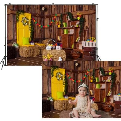 Easter Day Photography Backdrop Baby Birthday Spring Portrait Background Rural Hayrick Wood House Decoration Photo Studio Poster