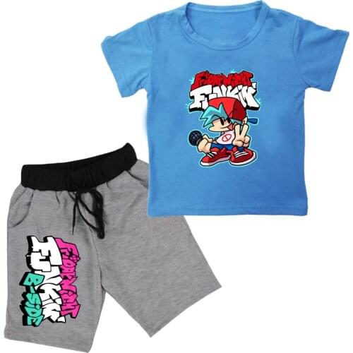 Anime T Shirts Friday Night Funkin Baby Boys Clothes Tees Sets T-Shirt Kids Oversized Tshirt+shorts Toddler Girl Hip Hop Tops