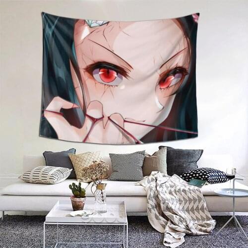 Nezuko Tapestry Japanese Anime Kawaii Tapestry Wall Bedspread aesthetic Hanging Blankets For Living Room