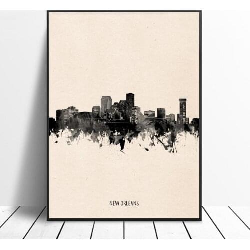 New Orleans City Black ink Abstract Art Canvas Poster Wall Art Pictures Prints Home Decor Wall Poster Decoration For Living Room