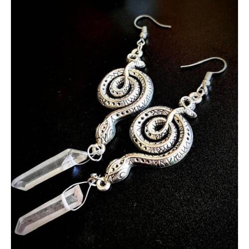 Goth Serpents Earrings Drop Magical Clear Stone Set Serpent Gothic Statement Classical Fashion Jewelry Women Gift 2021 New