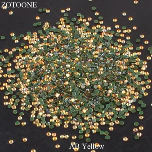 ZOTOONE Hotfix Flatback Glass Yellow AB Rhinestones Stones For Clothing DIY Nail Art Mobile Phone Craft Iron On Strass Crystals