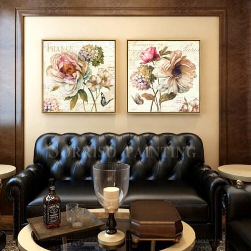 Retro Peony Flower Canvas Painting For Living Room Wall Art Dining Pictures Home Bedroom Corridor Decor Hallway Prints Posters