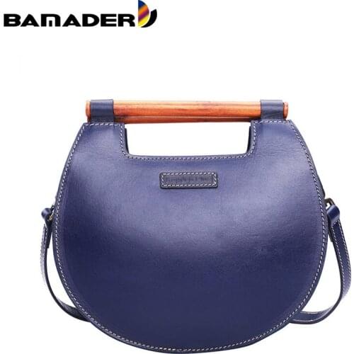 Kayden Plus Brand Genuine Leather Bag Small Round Bags Woman Wood Handbag Handles Pig Bag Messenger Bag Girls Party Shoulderbag