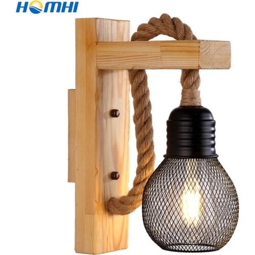 Cage Bar Lamps Hallway Lighting Vintage Wall Lamp Home Decoration Modern Decor Porch Light Hemp Cordage Wall Sconce Industrieel