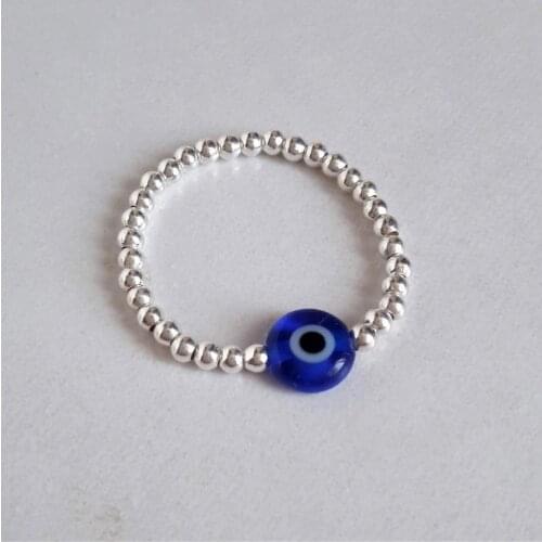 Devils Eye Ring Rotating Bead Free Rotation Anti-stress Anxiety Ring Evil Eye Unusual Elastic Punk Goth Egirl Rings 2021 Trend