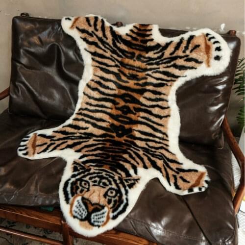 Modern Simplicity Natural Rubber Polyester Fiber Tiger Imitation Wool Floor Mat Living Room Bedroom Study Interesting Doormat