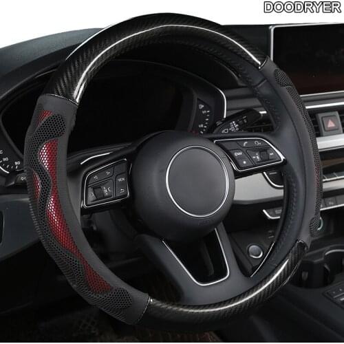 DOODRYER Carbon Fiber Leather Car Steering Wheel Cover For Chevrolet Cruze Captiva Lacetti Aveo Niva Spark Sonic Trax Camaro