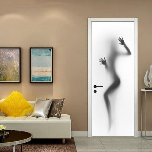 Creative imitation 3D room door sticker frosted back view self-adhesive living room home decoration renovation door sticker